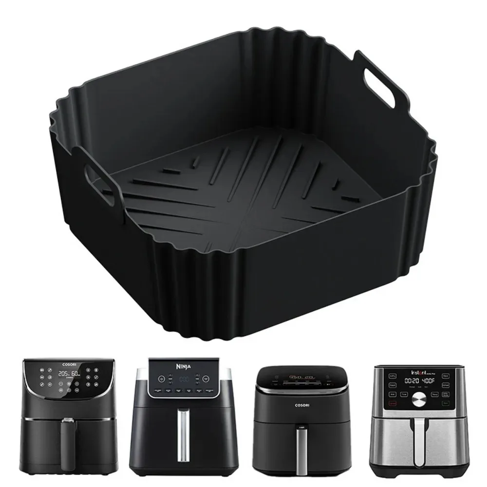 Silicone Air Fryer Liners 22.5cm Non-Stick Basket Reusable for Ninja AF181 AF180 AF141 AF140 Compatible with 5-8QT Air Fryers