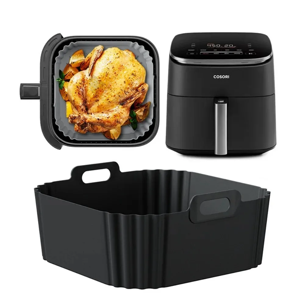 Silicone Air Fryer Liners 22.5cm Non-Stick Basket Reusable for Ninja AF181 AF180 AF141 AF140 Compatible with 5-8QT Air Fryers