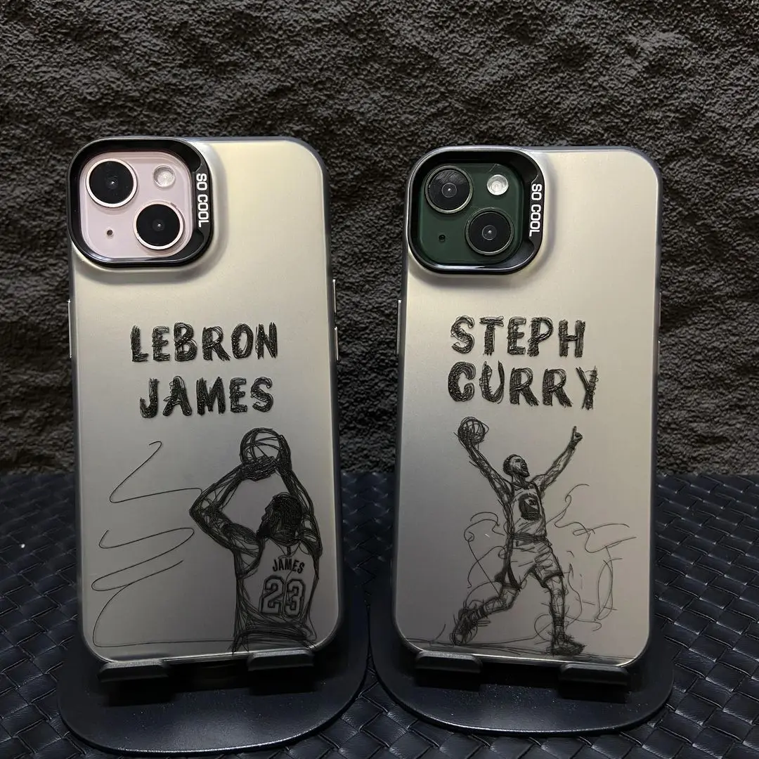 Cartoon Basketball star Sports Phone Case For iphone 15 Pro Max 14 13 12 11 Pro Max X XS Max XR 7 8 Plus SE2 hot Silver Cover
