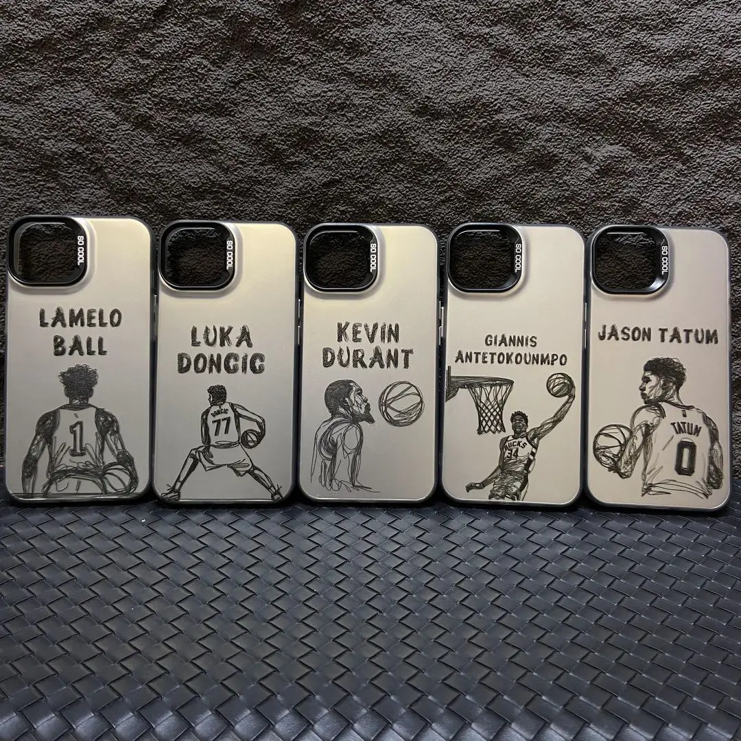 Cartoon Basketball star Sports Phone Case For iphone 15 Pro Max 14 13 12 11 Pro Max X XS Max XR 7 8 Plus SE2 hot Silver Cover