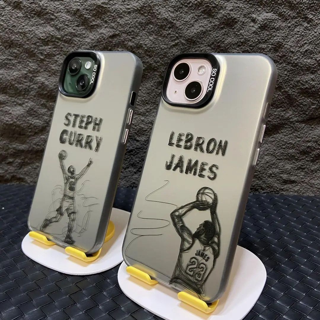 Cartoon Basketball star Sports Phone Case For iphone 15 Pro Max 14 13 12 11 Pro Max X XS Max XR 7 8 Plus SE2 hot Silver Cover