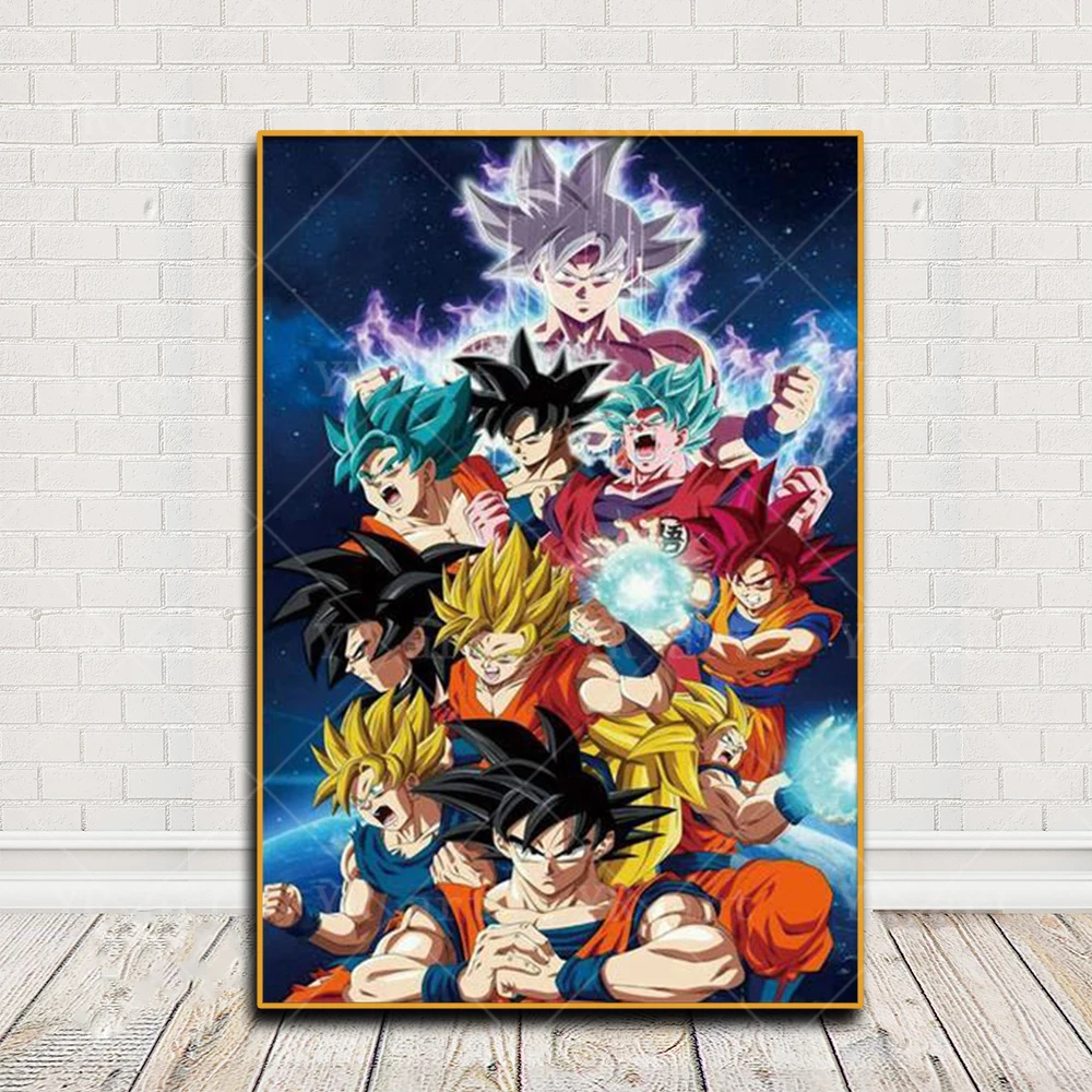 Japanese Surrounding Anime Dragon Ball Canvas Poster Print Super Saiyan Kakarot Vegeta Mural Art Decoration Picture Wall Prints