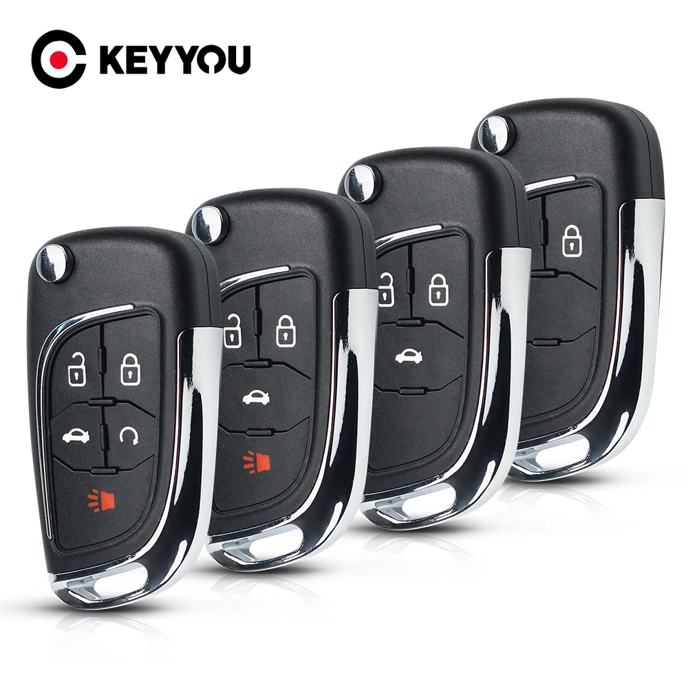 KEYYOU Modified Filp Car Key Shell Fob Remote Case For Chevrolet Cruze Epica Lova Camaro Impala 2 3 4 5 Button HU100 Blade