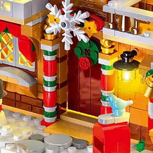 2025 Christmas Gingerbread House Building Toy with LED Light-3 Style Modes Block with Santa Xmas Tree Train for Adults Kids8+