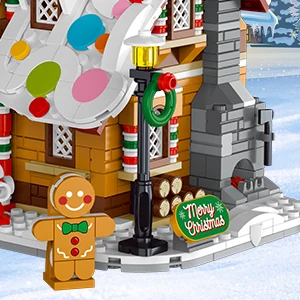 2025 Christmas Gingerbread House Building Toy with LED Light-3 Style Modes Block with Santa Xmas Tree Train for Adults Kids8+