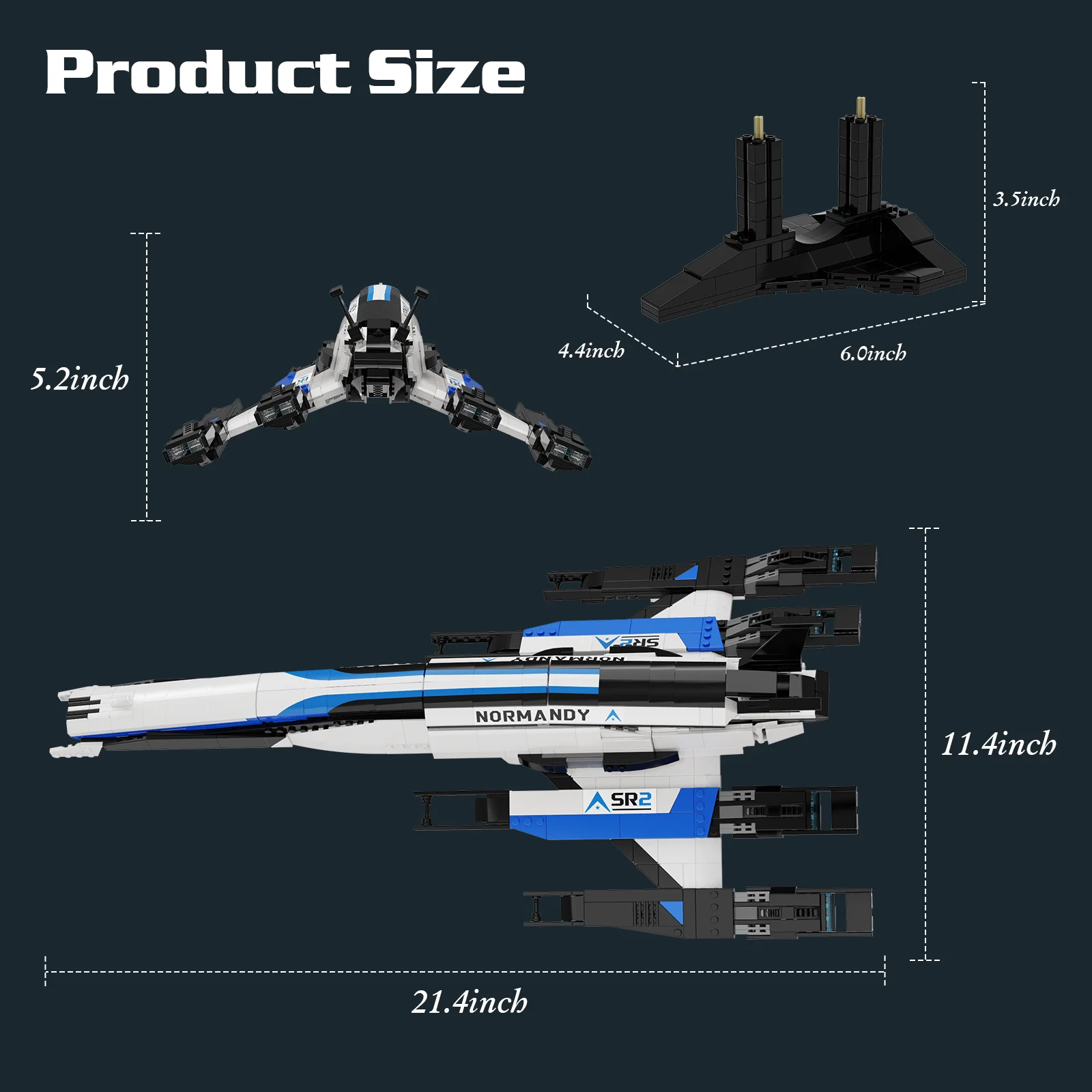 Normandy SR-2 Spaceship Building Blocks Set with Display Stand,Brithday Gifts for Fans Adults