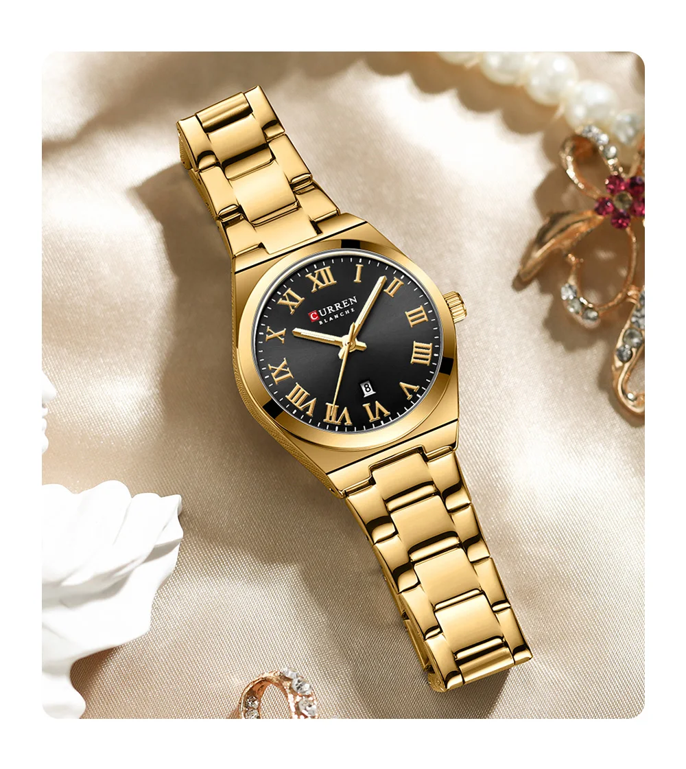 CURREN Luxury Women Watches Fashion Casual FemaleLadies Stainless Steel Quartz Wristwatches Life Waterproof Girlfriend Gift
