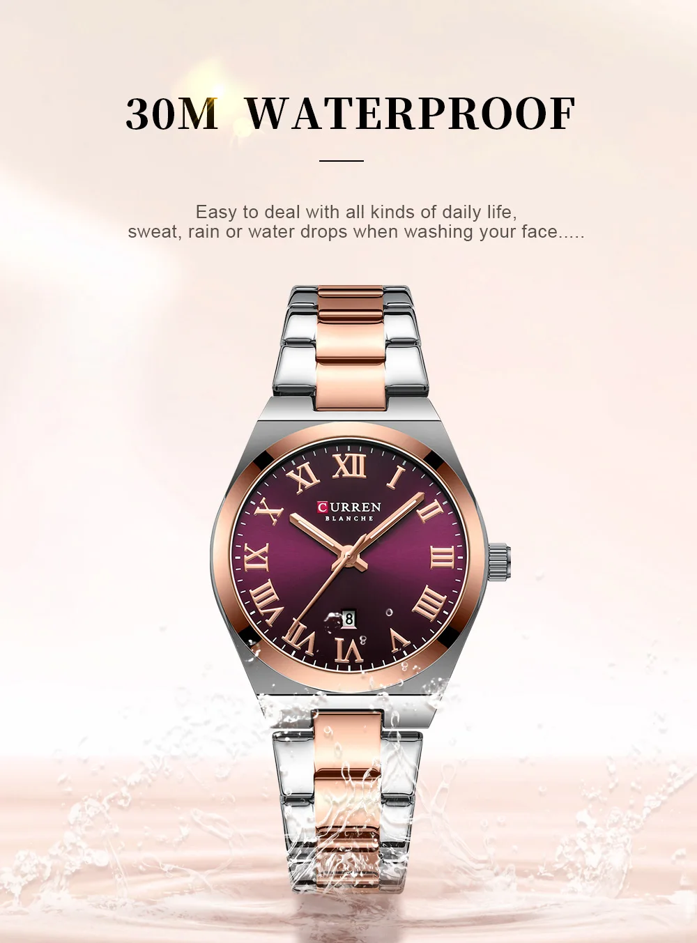 CURREN Luxury Women Watches Fashion Casual FemaleLadies Stainless Steel Quartz Wristwatches Life Waterproof Girlfriend Gift