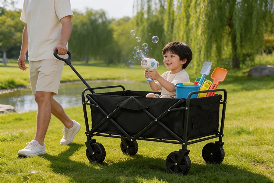 Heavy Duty Large Capacity Camping Wagon Cart Outdoor Foldable Folding Wagon Collapsible Camping Equipment For Beach Picnic