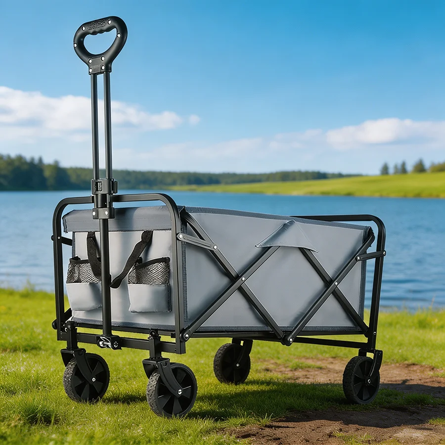 Heavy Duty Large Capacity Camping Wagon Cart Outdoor Foldable Folding Wagon Collapsible Camping Equipment For Beach Picnic