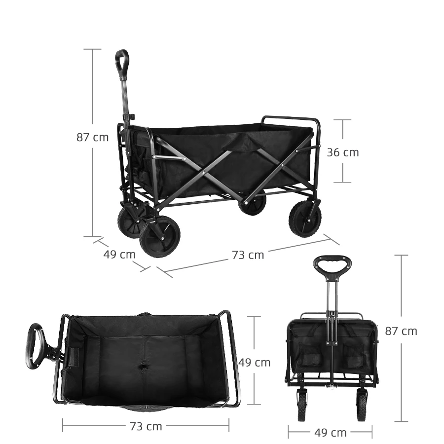 Heavy Duty Large Capacity Camping Wagon Cart Outdoor Foldable Folding Wagon Collapsible Camping Equipment For Beach Picnic