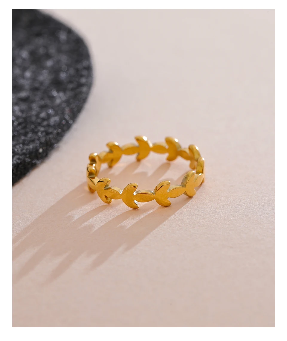 Yhpup High Quality Minimalist Stainless Steel PVD Plated Heart Geometric Chic Finger Ring Golden Fashion Jewelry Women Gift