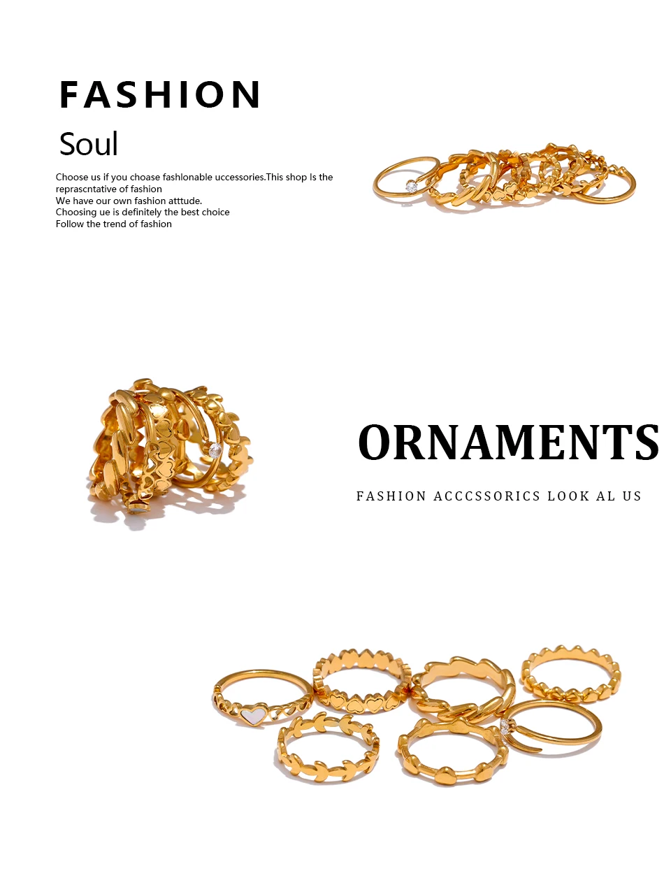 Yhpup High Quality Minimalist Stainless Steel PVD Plated Heart Geometric Chic Finger Ring Golden Fashion Jewelry Women Gift
