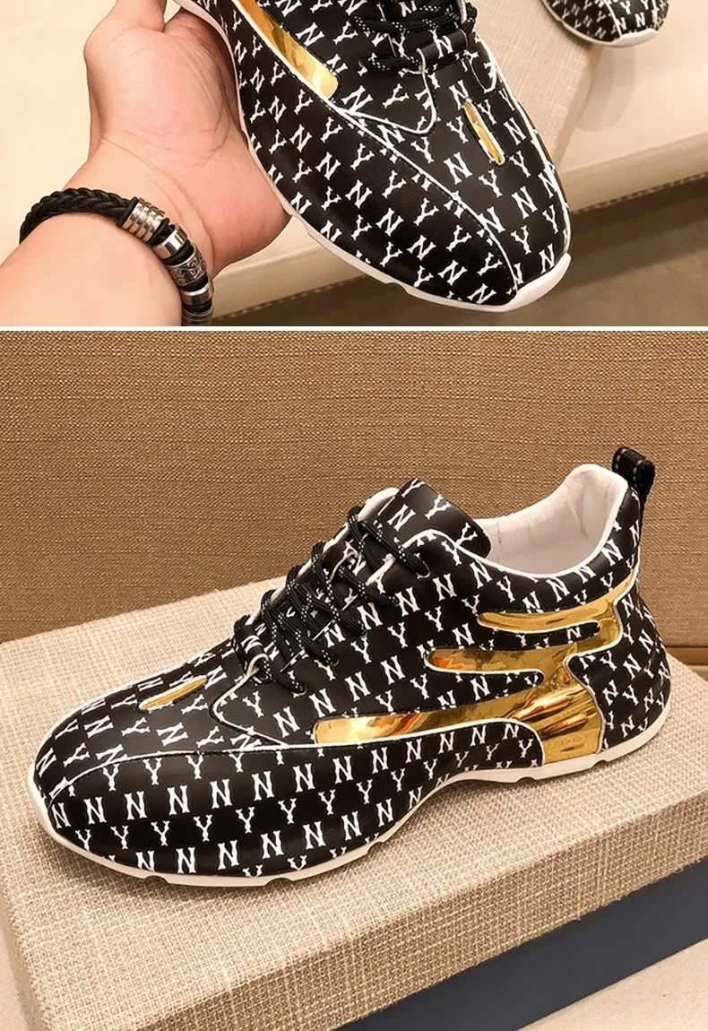 Brand Men Sneakers Fashion Print Casual Shoes Men Breathable Lace Up Running Shoes Luxury High Quality Men Sport Shoes 2026 New
