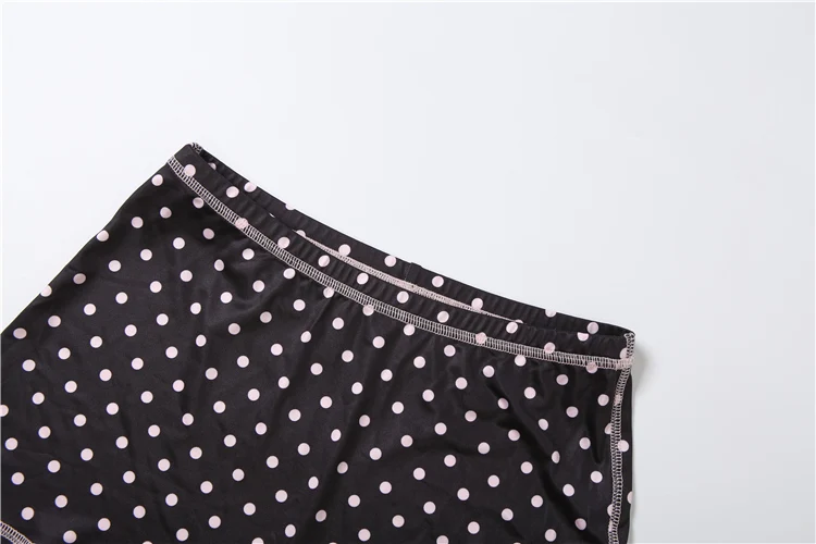Kliou Polka Dot Print 2 Piece Set Woman Zip Turtleneck Short Sleeve Crop Tops+Skinny Shorts Street Sexy Fashion Style Outfits