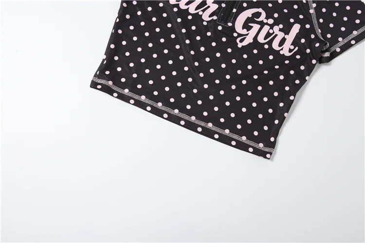 Kliou Polka Dot Print 2 Piece Set Woman Zip Turtleneck Short Sleeve Crop Tops+Skinny Shorts Street Sexy Fashion Style Outfits