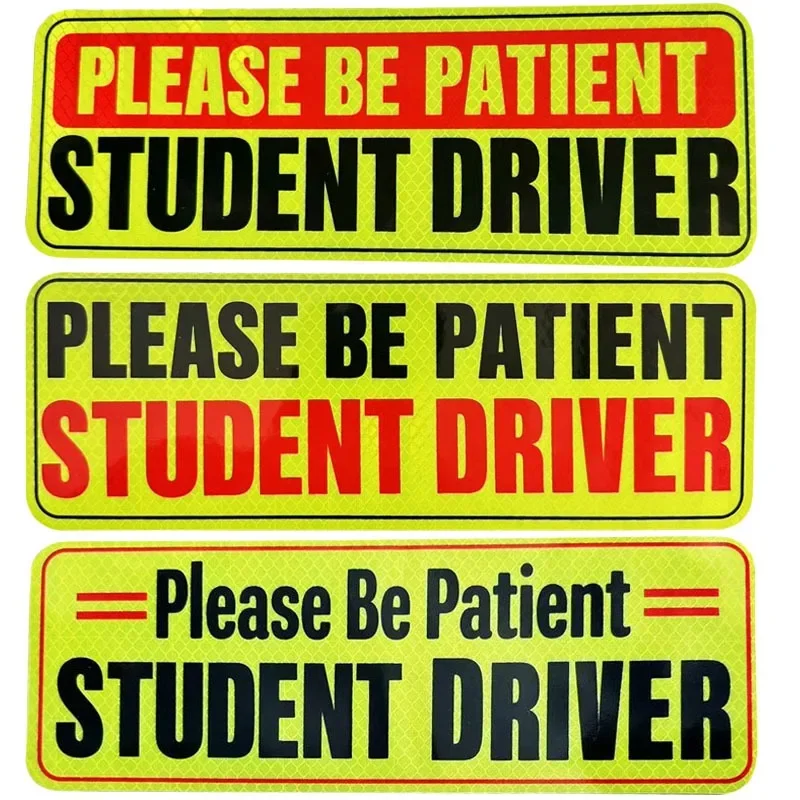 Student Driver Magnet for Car New Drivers Sticker Safety Warning Reflective Novice Driver Sticker Please Be Patient Student 1/3P