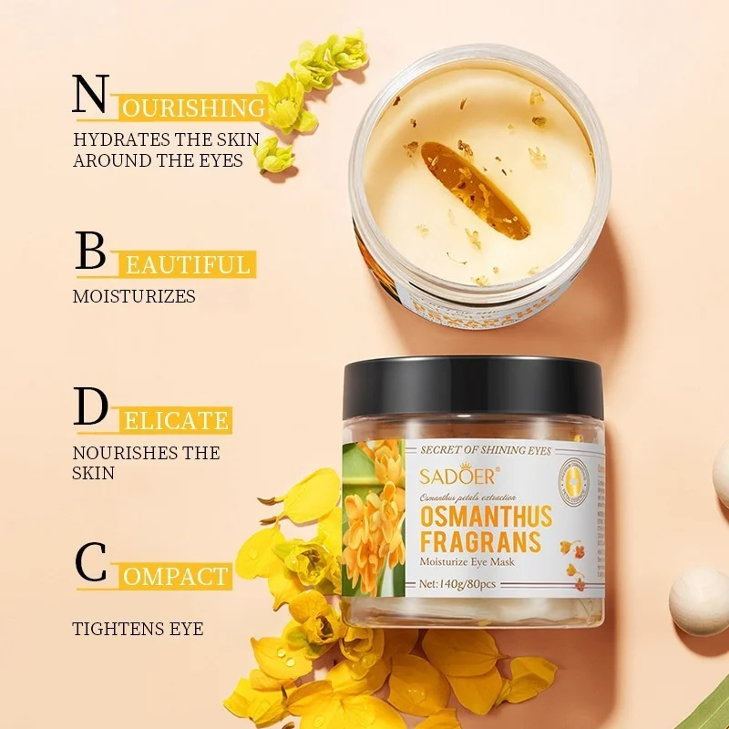 80 Pieces of Osmanthus Eye Mask Patches, Containing Osmanthus Extract, Hydrating and Moisturizing, Nourishing the Eyes, and Improving the Skin Around the Eyes Suitable for Daily Eye Care, It Can Eliminate Dark Circles and Eye Bags, and Tighten the Skin Around the Eyes.