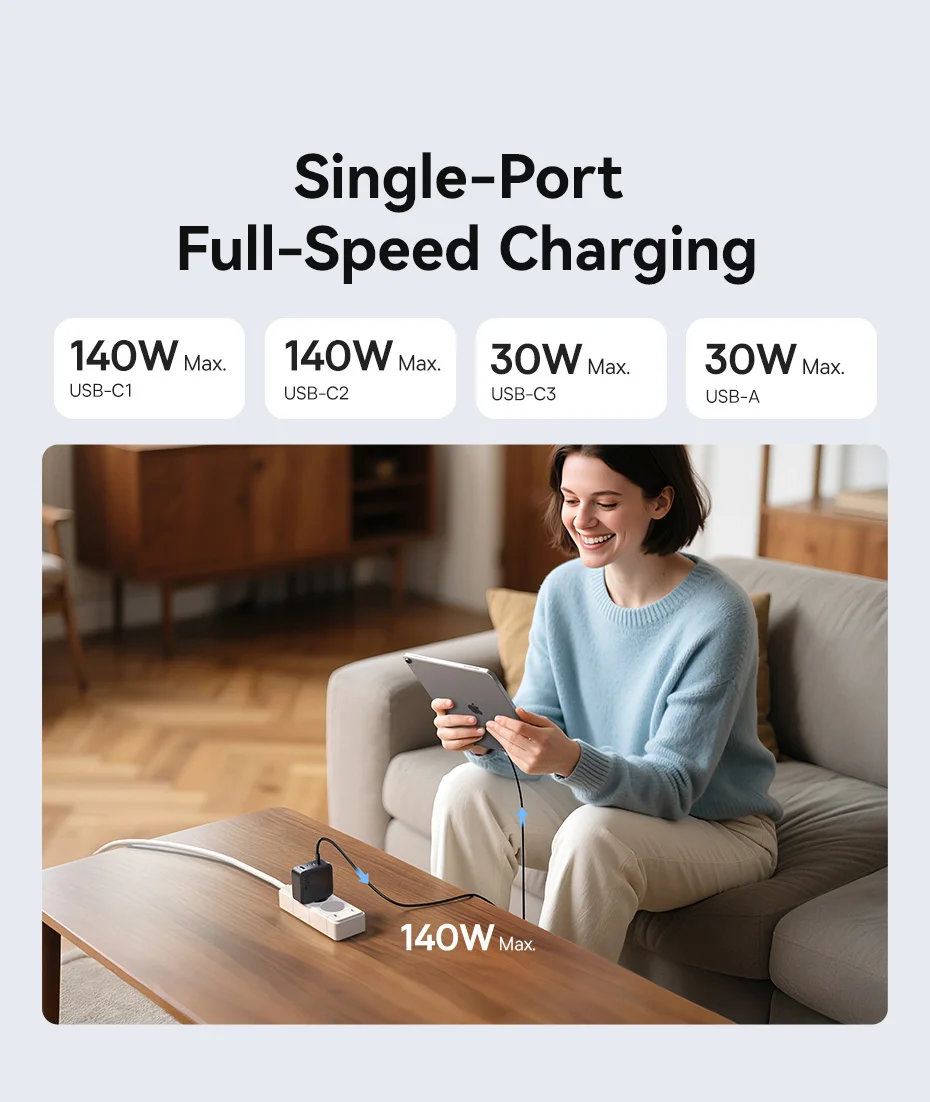 【New Sale】Baseus 140W GaN Charger PD Charger USB C Charger Fast Charge For Macbook Tablet Phone Charger For iPhone 17 16 15 14