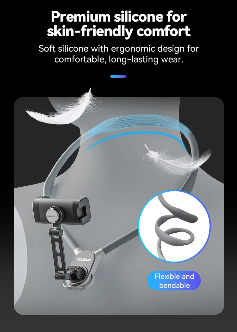 TELESIN Neck Mount Phone Clip 360° Rotation POV Phone Hold for Iphone 15 14 13 12 11 10 SAMSUNG HUAWEI XIAOMI Phone Accessories