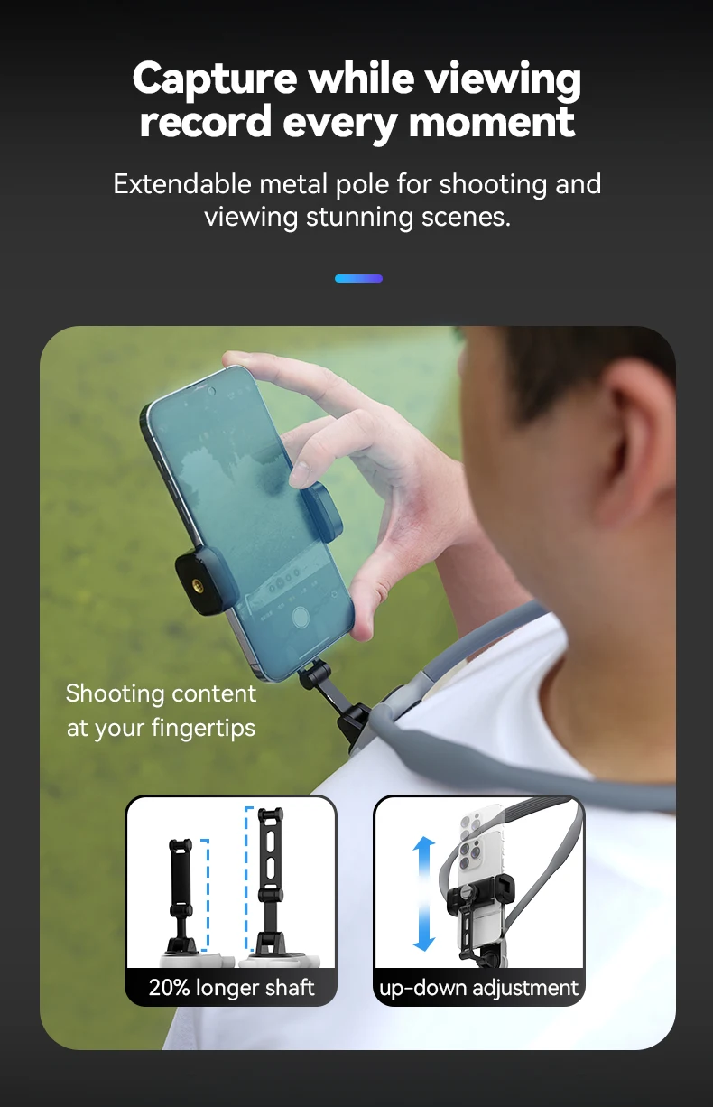 TELESIN Neck Mount Phone Clip 360° Rotation POV Phone Hold for Iphone 15 14 13 12 11 10 SAMSUNG HUAWEI XIAOMI Phone Accessories