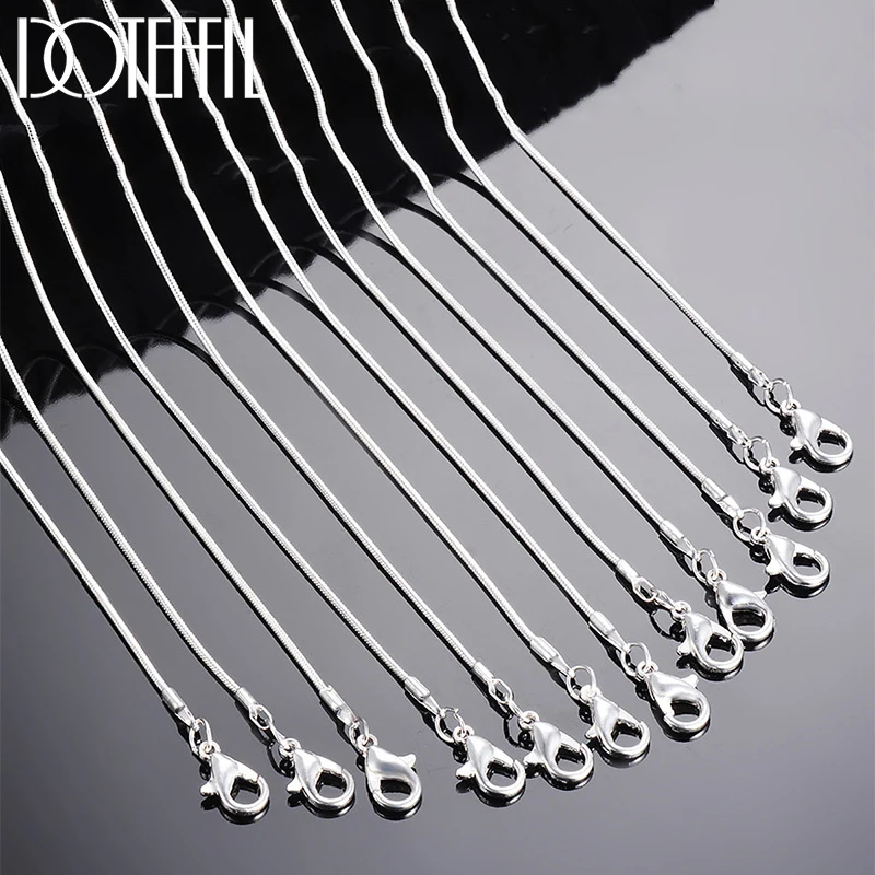 DOTEFFIL 925 Sterling Silver 5/10pcs/Lot 16/18/20/22/24/26/28/30 Inch 1.2mm Snake Chain Necklace For Woman Man Fashion Jewelry