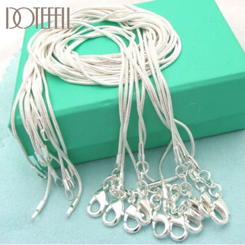 DOTEFFIL 925 Sterling Silver 5/10pcs/Lot 16/18/20/22/24/26/28/30 Inch 1.2mm Snake Chain Necklace For Woman Man Fashion Jewelry