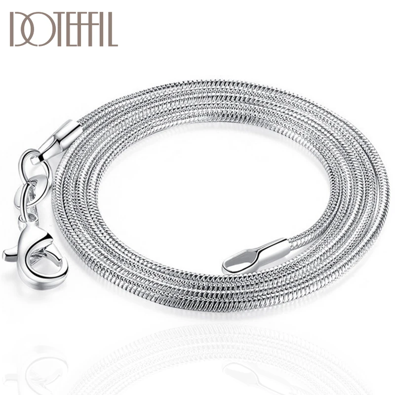 DOTEFFIL 925 Sterling Silver 5/10pcs/Lot 16/18/20/22/24/26/28/30 Inch 1.2mm Snake Chain Necklace For Woman Man Fashion Jewelry