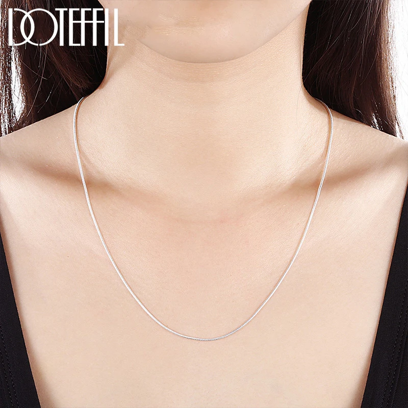 DOTEFFIL 925 Sterling Silver 5/10pcs/Lot 16/18/20/22/24/26/28/30 Inch 1.2mm Snake Chain Necklace For Woman Man Fashion Jewelry