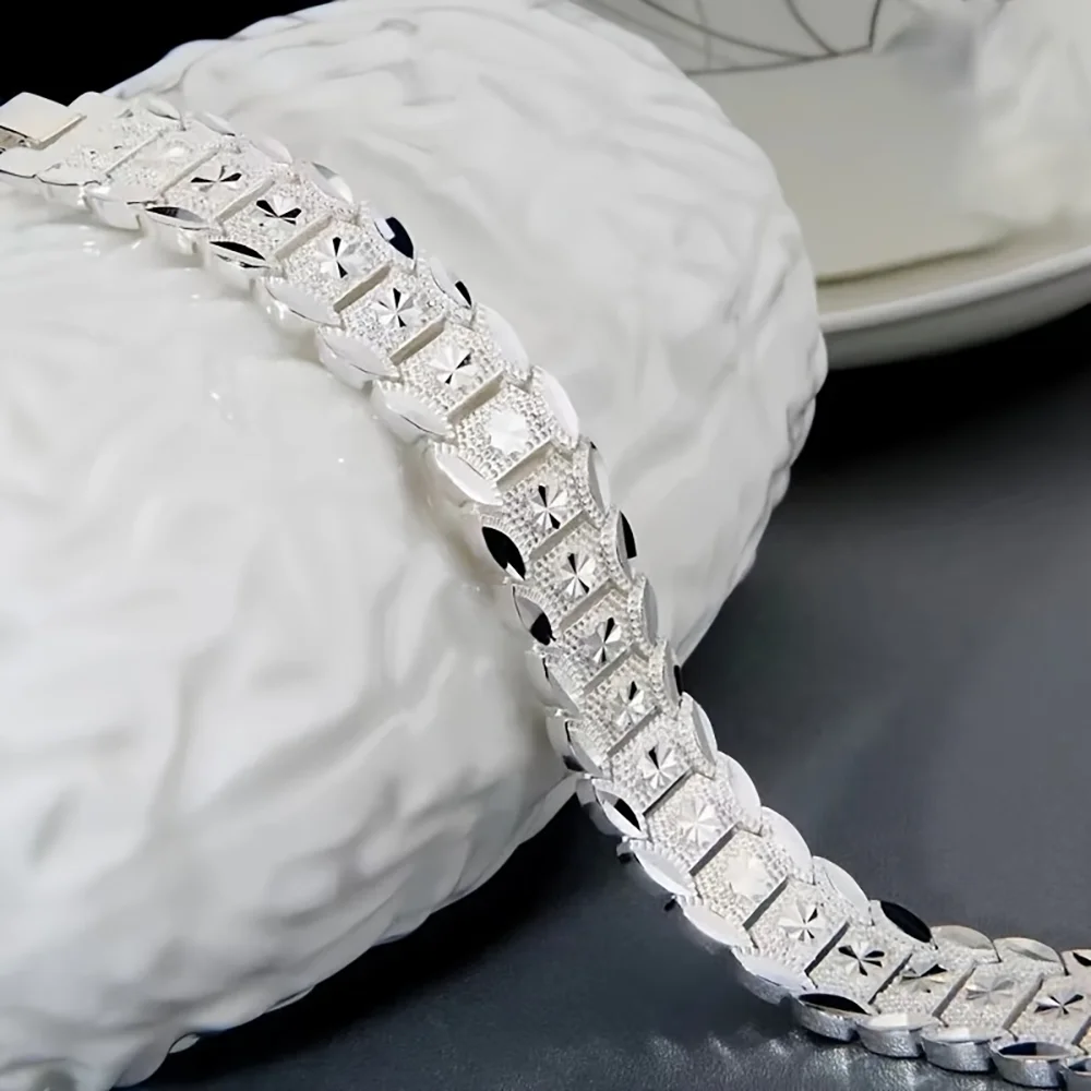 925 Sterling Silver 8-inch Classic Bracelet, Suitable for Men and Women, Wedding and Engagement Jewelry
