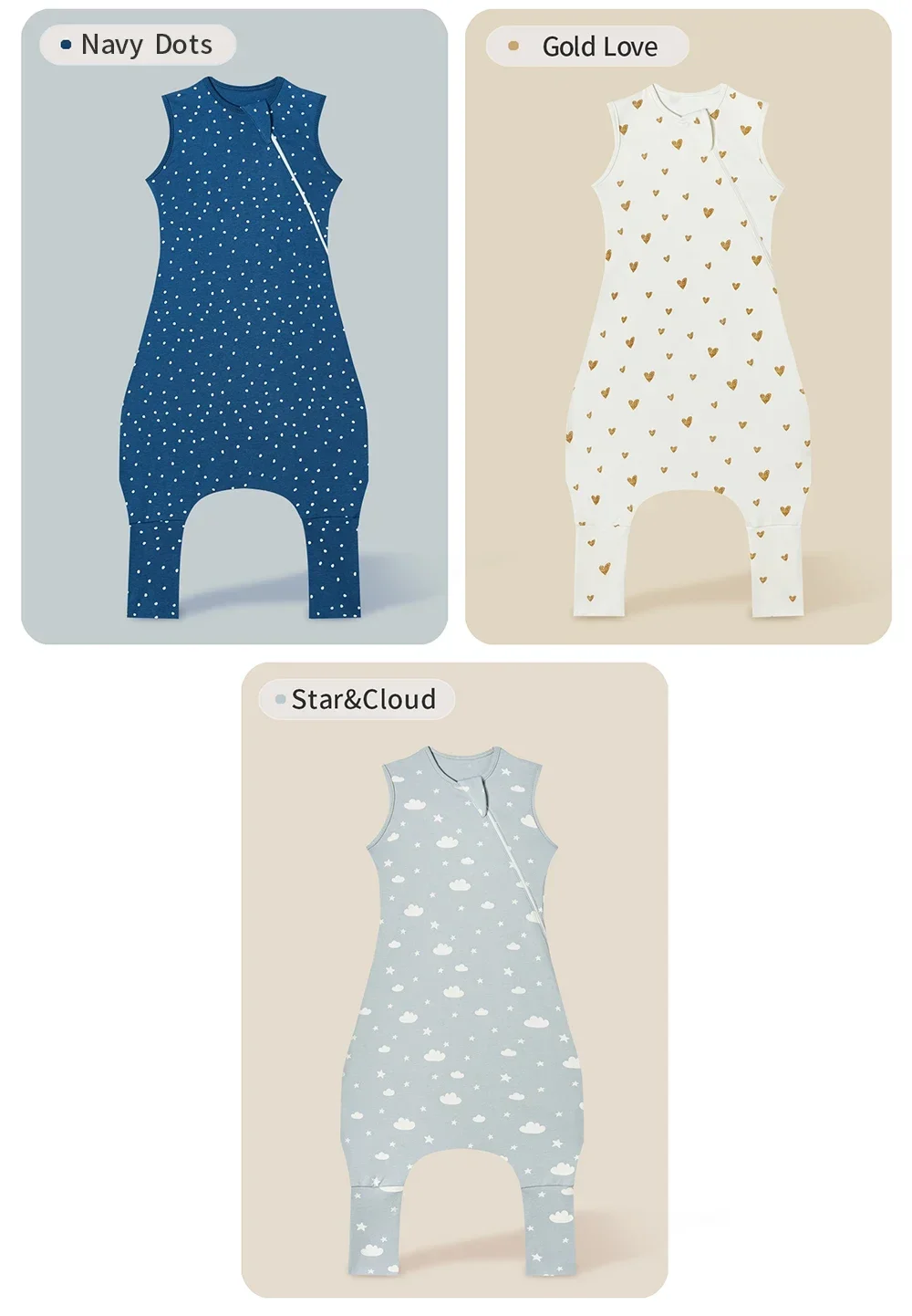 INSULAR Baby Soft Sleep Sack With Feet Infant Sleeveless Sleeping Bags Children's Homewear Premium Cotton 2-Way Zipper4 Seasons