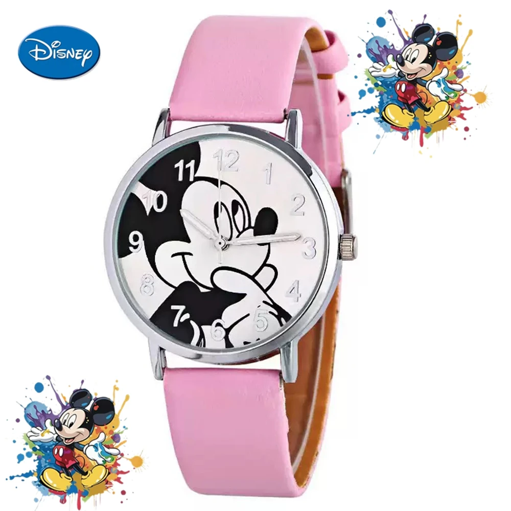 Mickey Children's Fashion Student Watch Quartz Watch Cartoon Cute Dial PU Leather Fashion Strap Children's Student Watch Gift