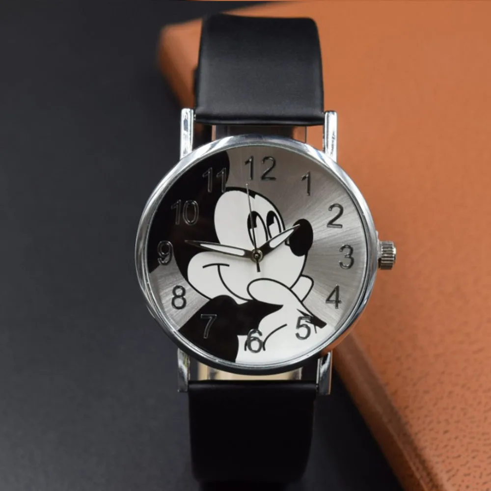 Mickey Children's Fashion Student Watch Quartz Watch Cartoon Cute Dial PU Leather Fashion Strap Children's Student Watch Gift