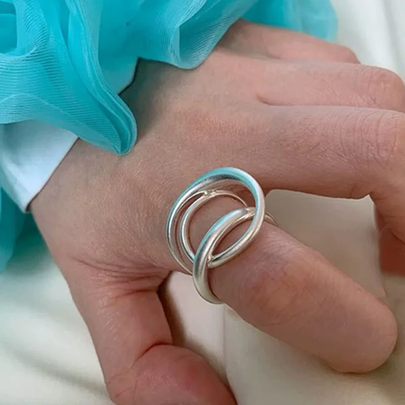 925 Sterling Silver Rings for Women Couple Minimalist Handmade Simple Big Circle Ring Fine Jewelry Gift Prevent Allergy