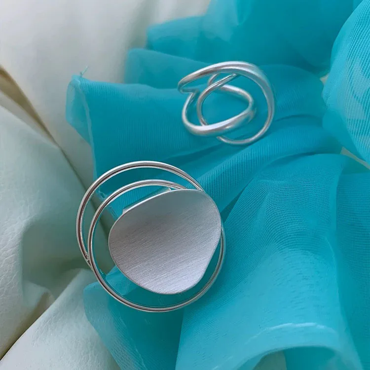 925 Sterling Silver Rings for Women Couple Minimalist Handmade Simple Big Circle Ring Fine Jewelry Gift Prevent Allergy