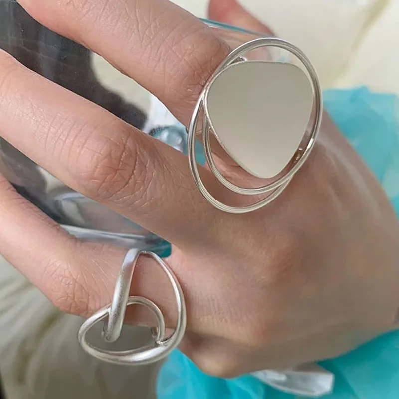 925 Sterling Silver Rings for Women Couple Minimalist Handmade Simple Big Circle Ring Fine Jewelry Gift Prevent Allergy
