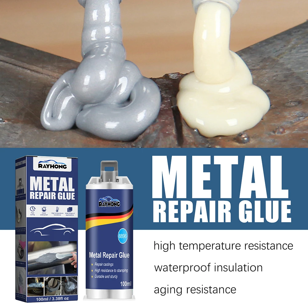 100g Liquid Metal Filler A+B Set Adhesive Metal Bonding Repair For Cast Iron Radiator Cold Weld High Heat Resistant Repair Paste