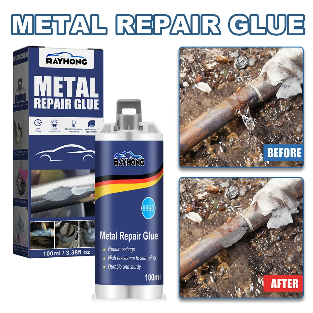 100g Liquid Metal Filler A+B Set Adhesive Metal Bonding Repair For Cast Iron Radiator Cold Weld High Heat Resistant Repair Paste