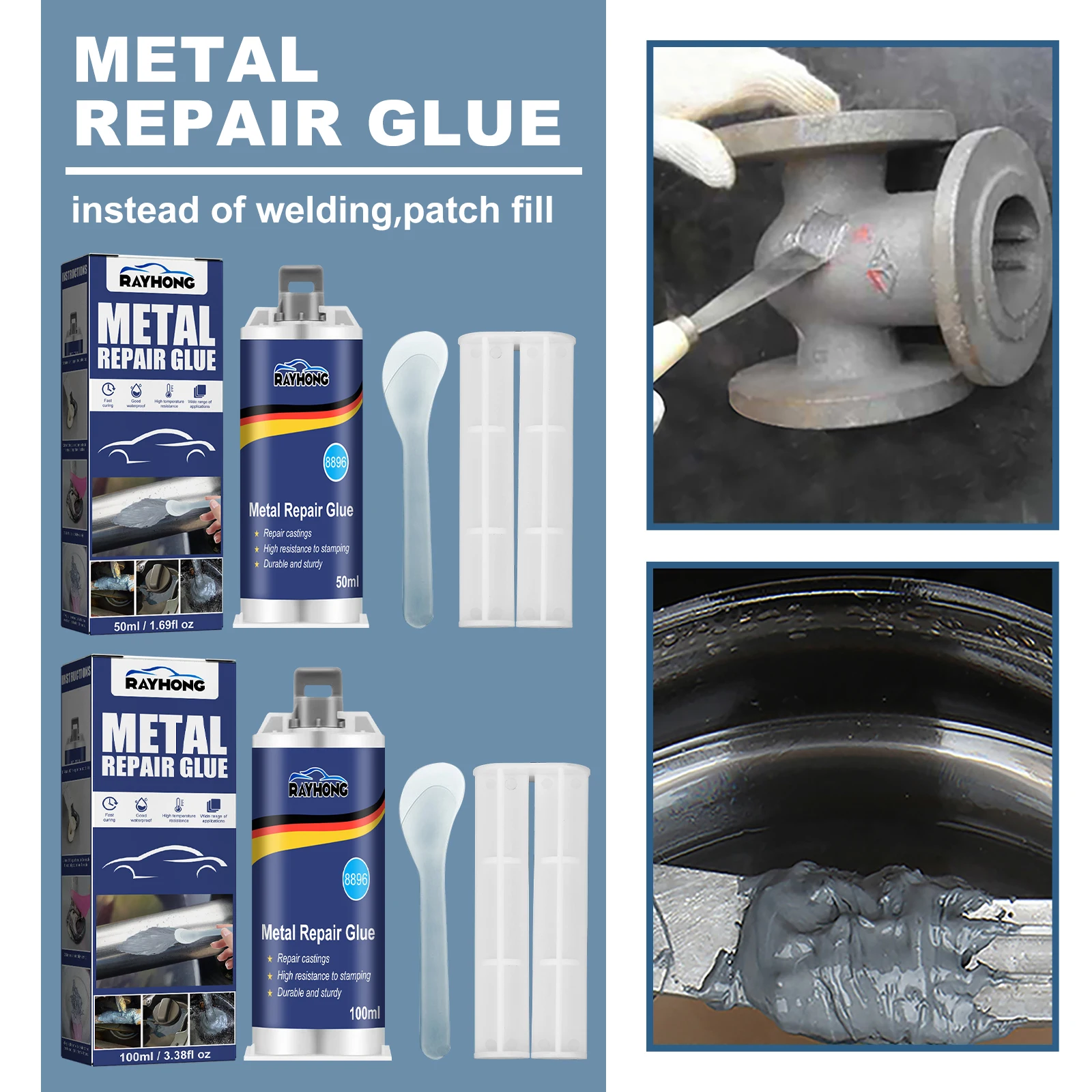 100g Liquid Metal Filler A+B Set Adhesive Metal Bonding Repair For Cast Iron Radiator Cold Weld High Heat Resistant Repair Paste