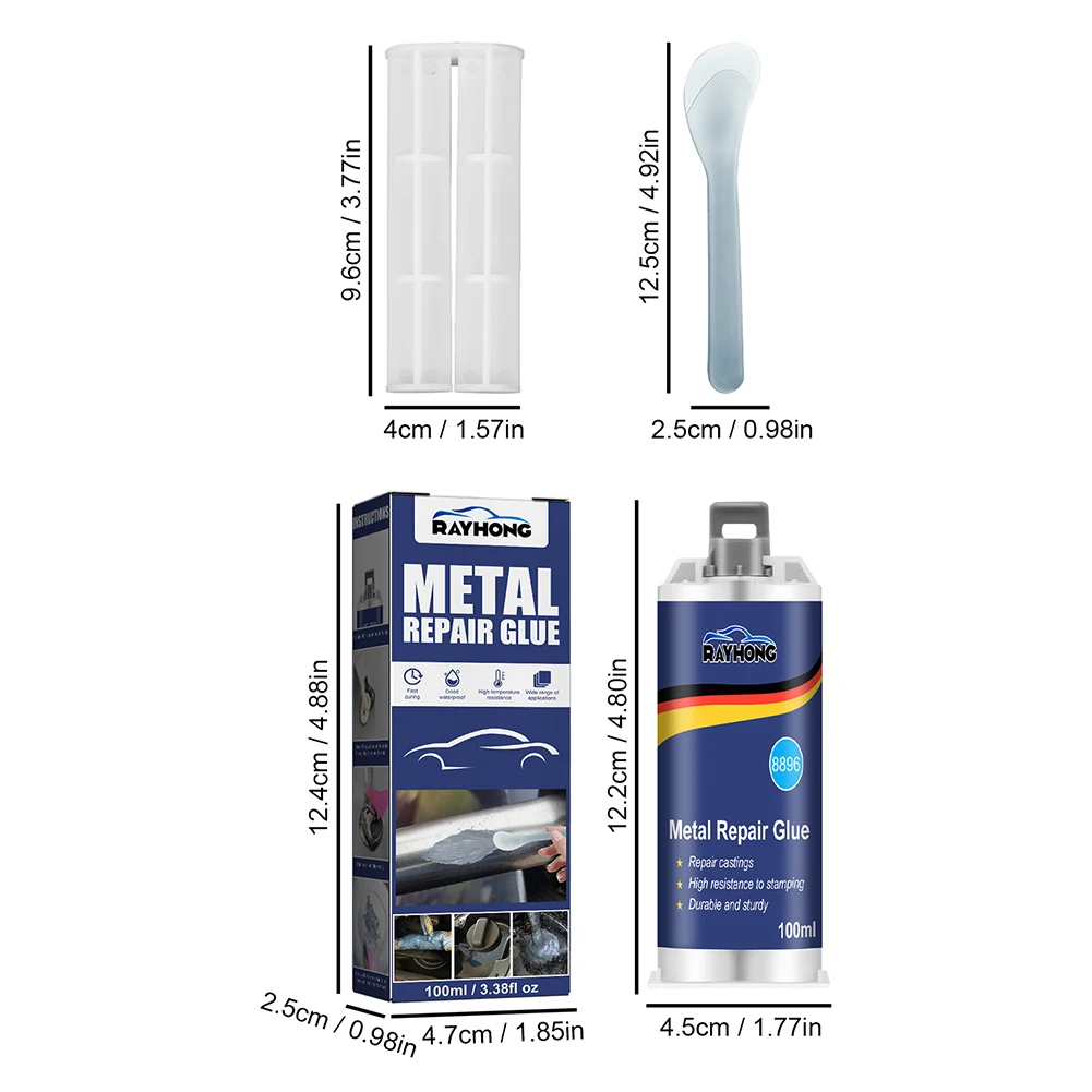 100g Liquid Metal Filler A+B Set Adhesive Metal Bonding Repair For Cast Iron Radiator Cold Weld High Heat Resistant Repair Paste