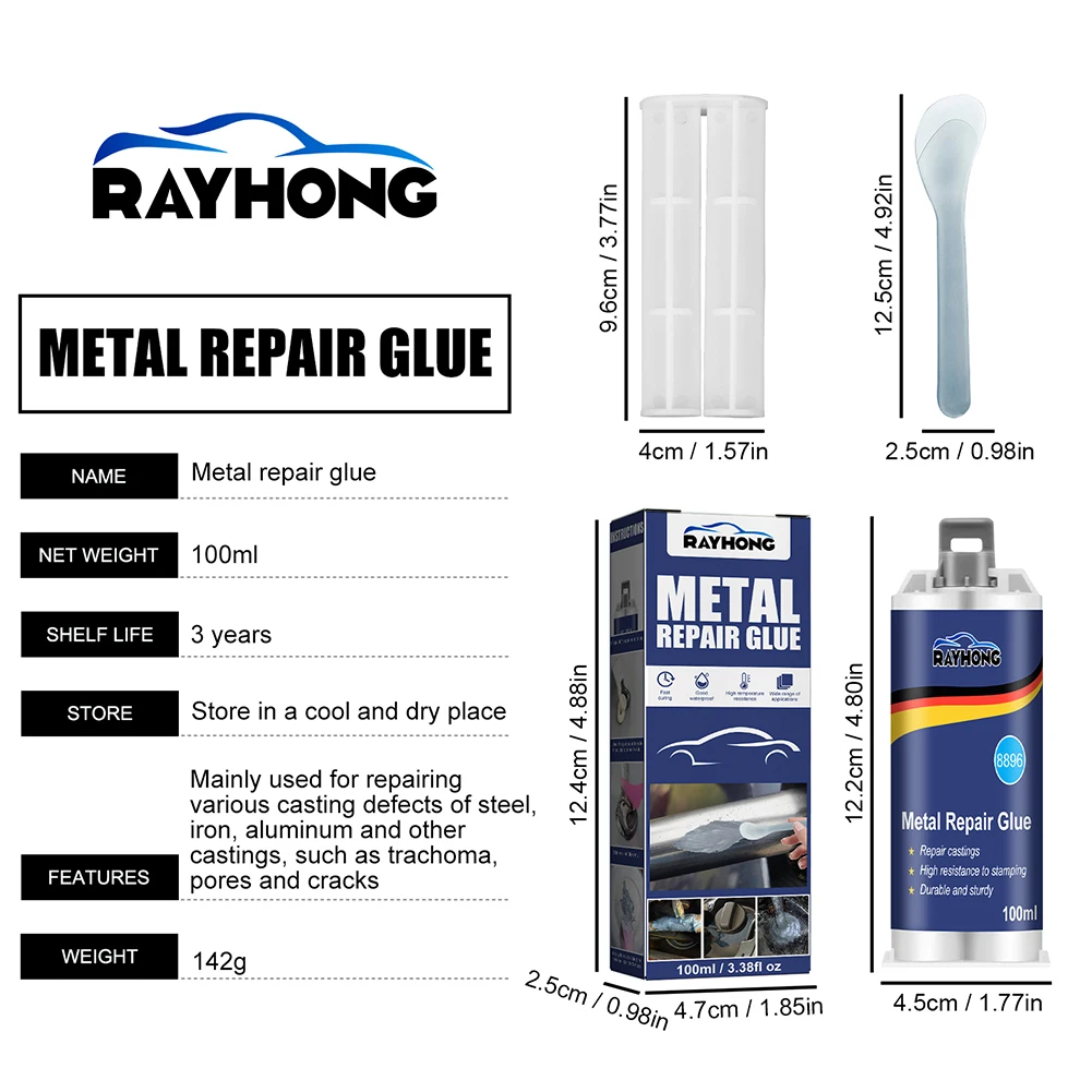 100g Liquid Metal Filler A+B Set Adhesive Metal Bonding Repair For Cast Iron Radiator Cold Weld High Heat Resistant Repair Paste