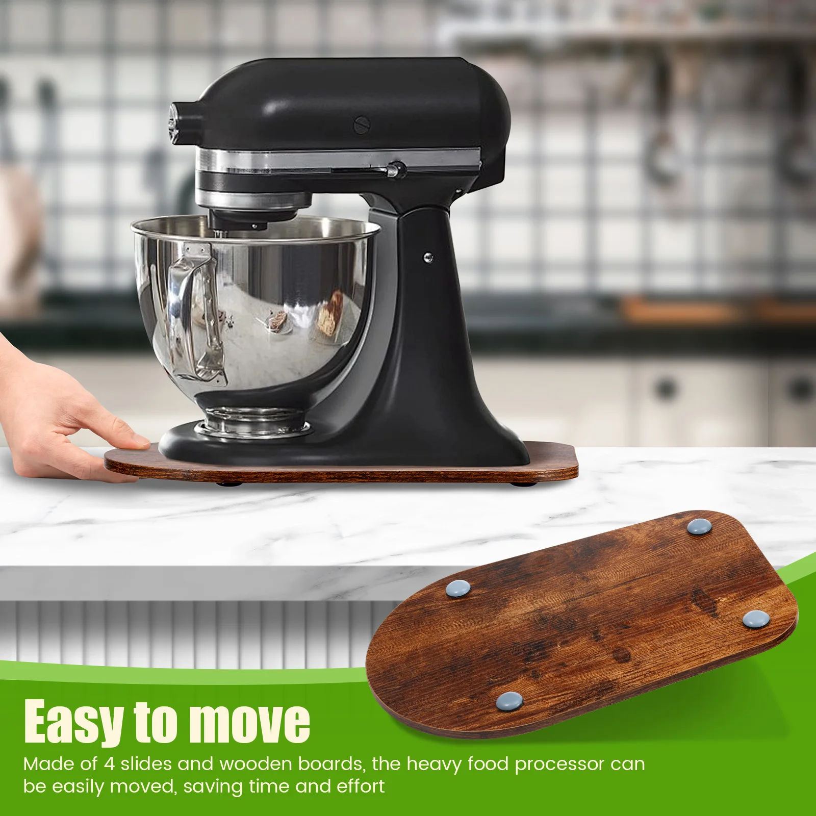1 Pc Wood/Acrylic Mixer Slider Mat Mixer Appliance Slider Tray Easy to Move Mixer Appliance Slider Trays for Kitchen Countertop