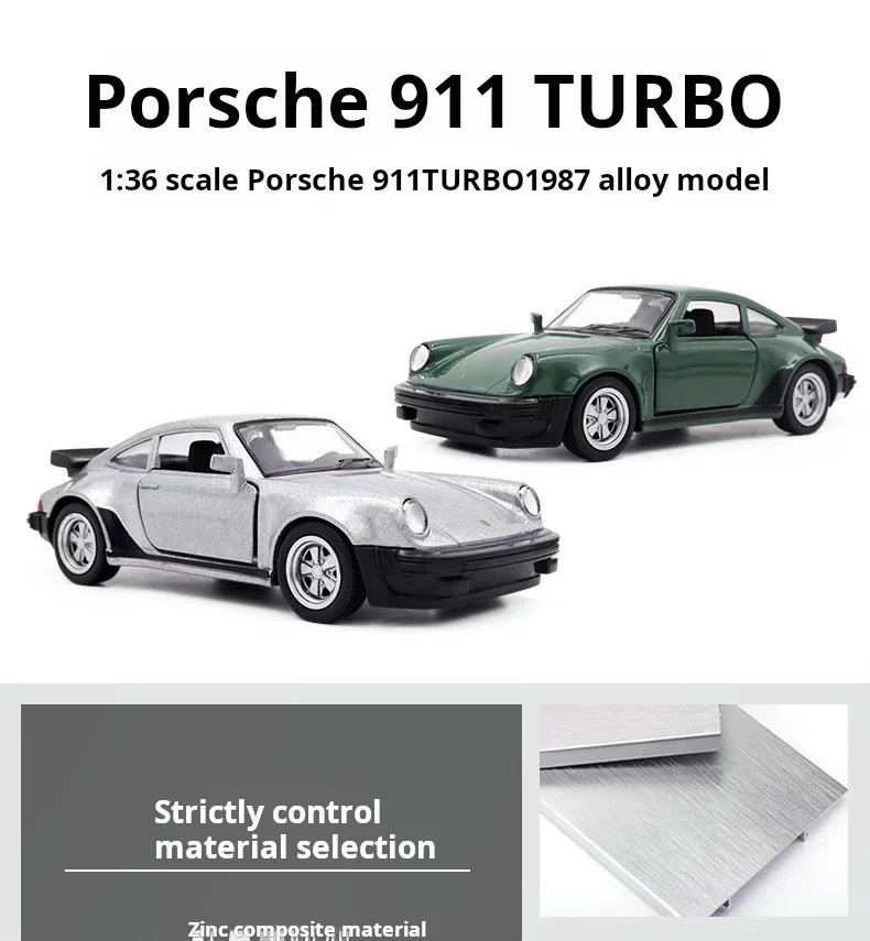1/36 Porsche 911 Turbo Racing Car Model Toy Simulated Alloy Miniature Diecast Pull Back Collect Kid Birthday Gift Ornament Recom