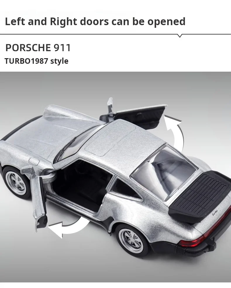 1/36 Porsche 911 Turbo Racing Car Model Toy Simulated Alloy Miniature Diecast Pull Back Collect Kid Birthday Gift Ornament Recom