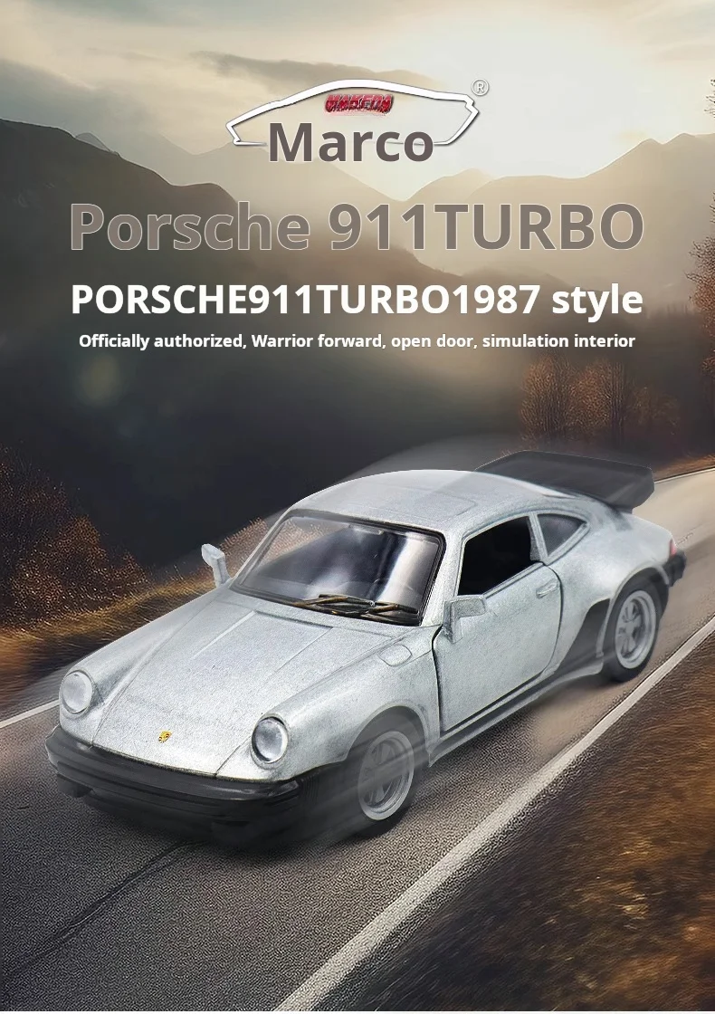 1/36 Porsche 911 Turbo Racing Car Model Toy Simulated Alloy Miniature Diecast Pull Back Collect Kid Birthday Gift Ornament Recom