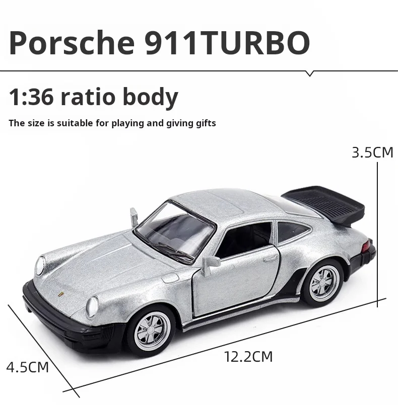 1/36 Porsche 911 Turbo Racing Car Model Toy Simulated Alloy Miniature Diecast Pull Back Collect Kid Birthday Gift Ornament Recom