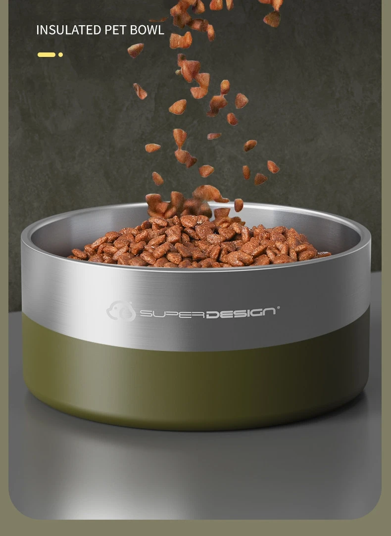 Super Design Stainless Steel Pet Bowl, Cat Bowl, Large-Diameter Dog Bowl, Dog Basin, Anti-Knock Slow Food Bowl