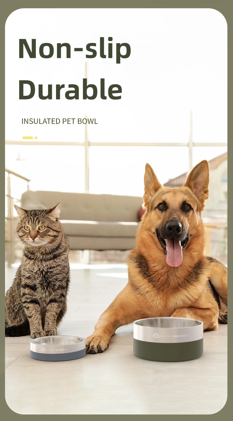 Super Design Stainless Steel Pet Bowl, Cat Bowl, Large-Diameter Dog Bowl, Dog Basin, Anti-Knock Slow Food Bowl