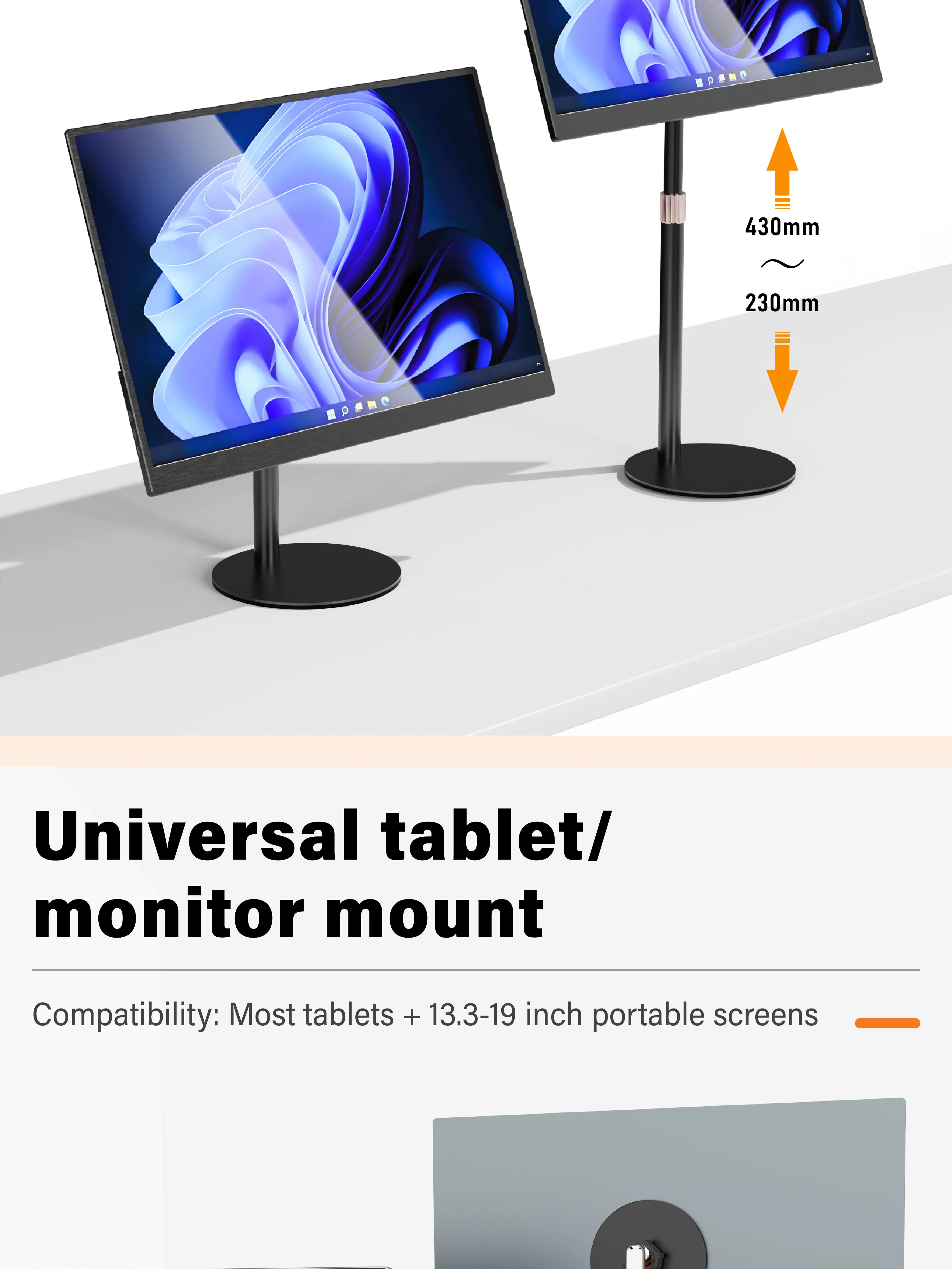 Kimdoole Portable Monitor Height Adjustable Retractable Desktop Magnetic Stand Compatible With IPad Up To 18 Inch Pc Accessories