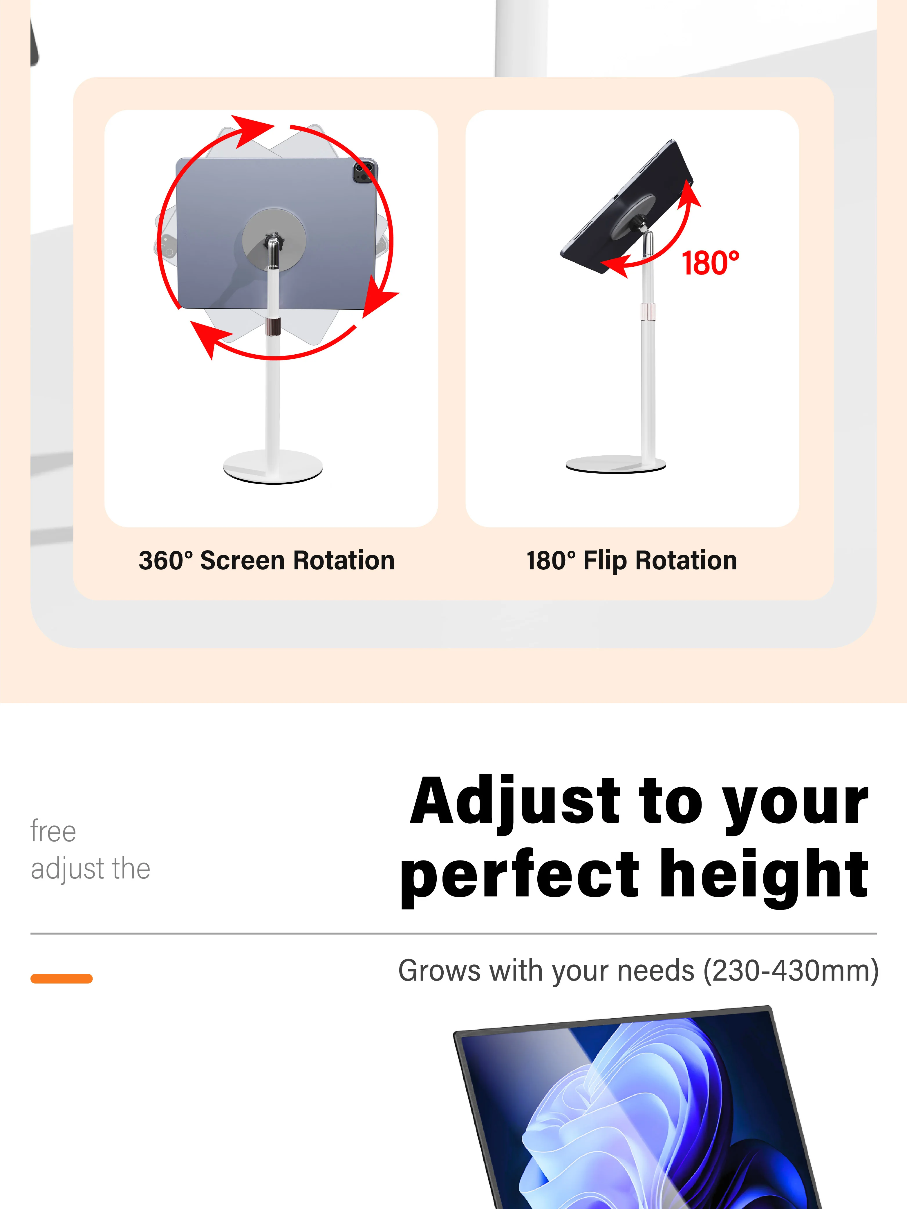 Kimdoole Portable Monitor Height Adjustable Retractable Desktop Magnetic Stand Compatible With IPad Up To 18 Inch Pc Accessories